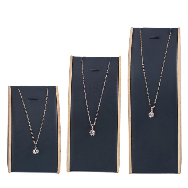 

Multipurposoe Crafted Sturdy Wood Jewelry Display Props Set of 3 Curved Stands Portable for Necklace Presentation