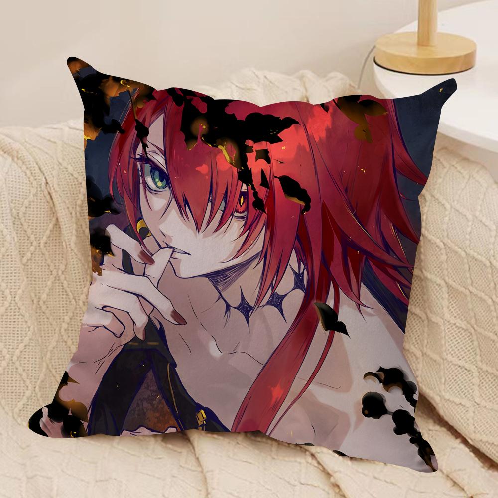 Ragna CCrimson Anime Cushion Cover Silky Short Plush Invisible Zipper Dustproof Sofa Pillow Case For Home Decor