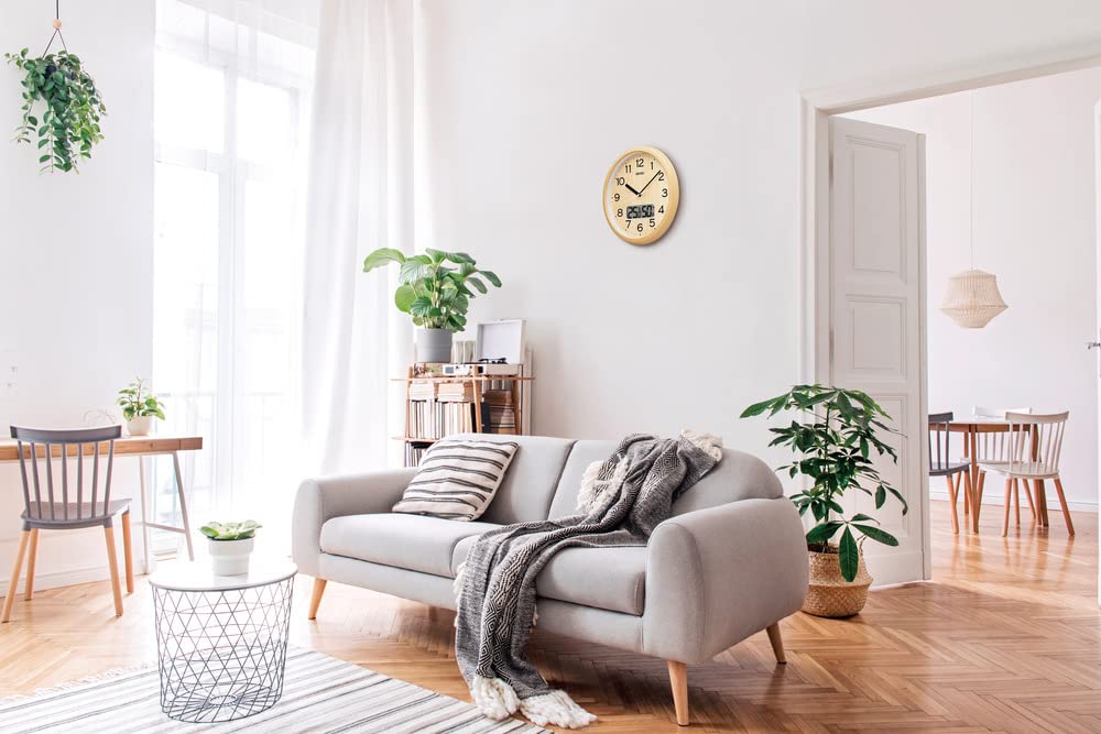 Výrobce Rozšířené hodiny Seiko Nástěnné hodiny Rádio Analogové Teplota Vlhkost Světle Hnědá Průměr 311 x 51 mm KX273B [Záruka 2 roky]