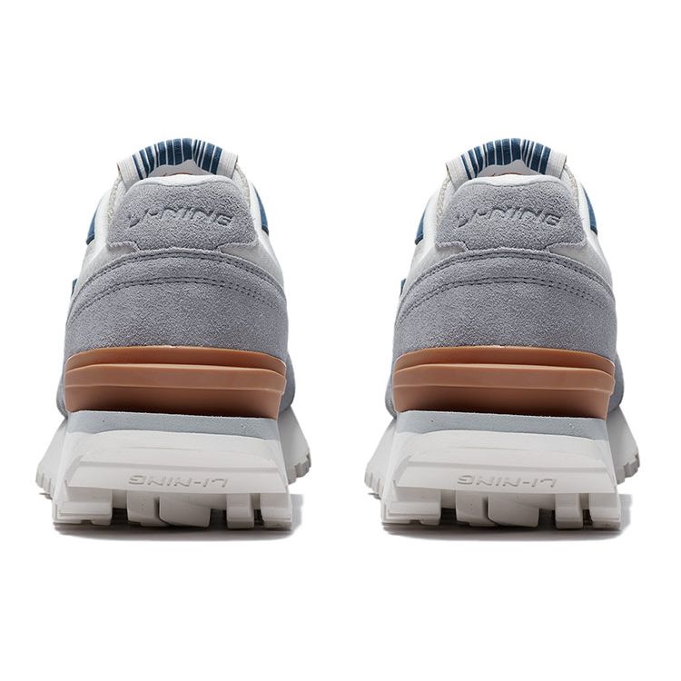 Li Ning CF Yuehua Synthetic Leather Trendy Versatile Shock Absorbing Wear Resistant Low Top Casual Shoes Men Sneaker White Gray AGLR181-5