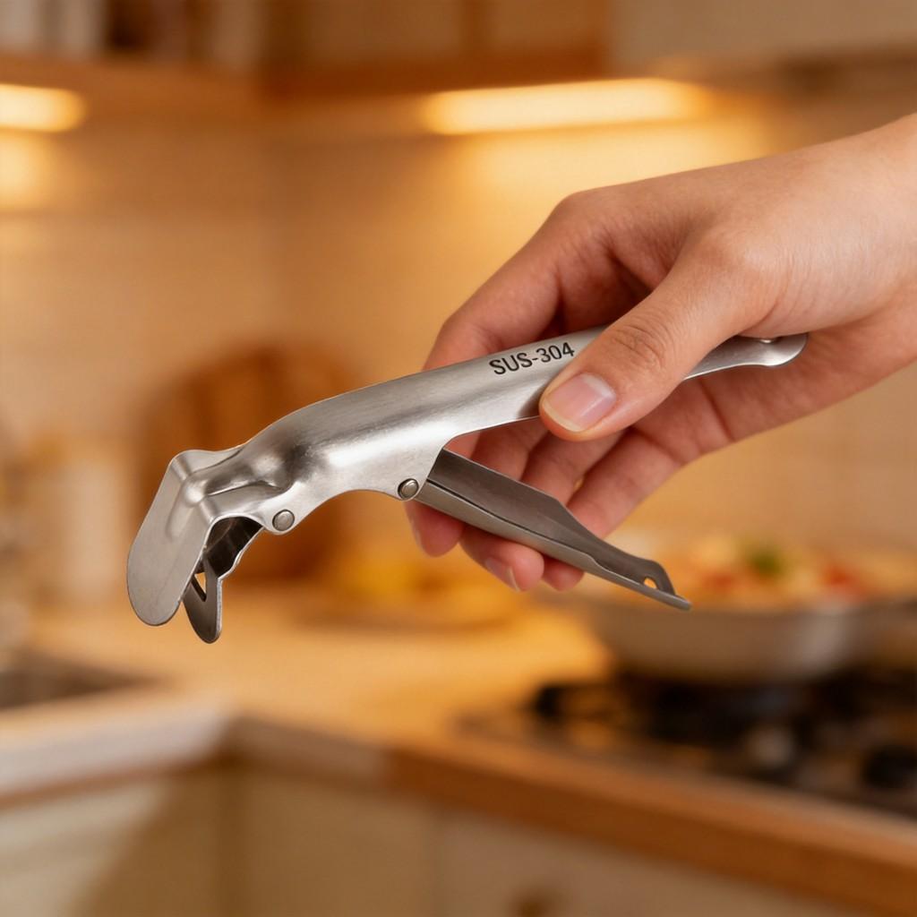 Modern Stainless Steel Heatresistant Dish Tongs For Safe Handling And Serving