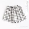 Paarshorts Sommerpyjama Damen neue dünne Pyjamahose kariert japanisch frisch mehrfarbig doppellagiges Baumwollgarn Hausanzugshose