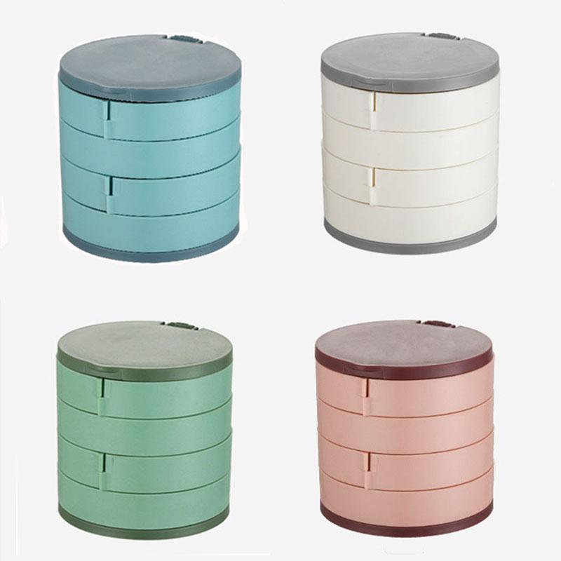 Multifunctional Rotating Jewelry Storage Box, 4 Layer Storage with Mirror Storage Box, Earrings Necklace Jewelry Dust-proof Box