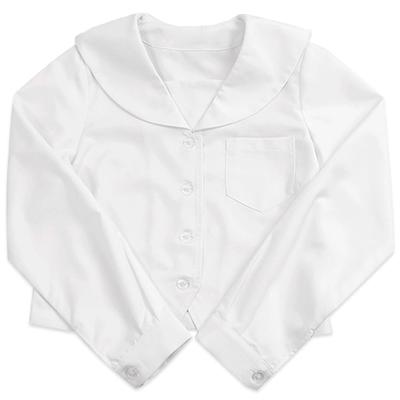 [STILE acht] Bluse, Kanto-Kragen, Schulbluse, JK-Bluse, Matrosenkragen, Langarm, Kurzarm (Langarm, XXL)