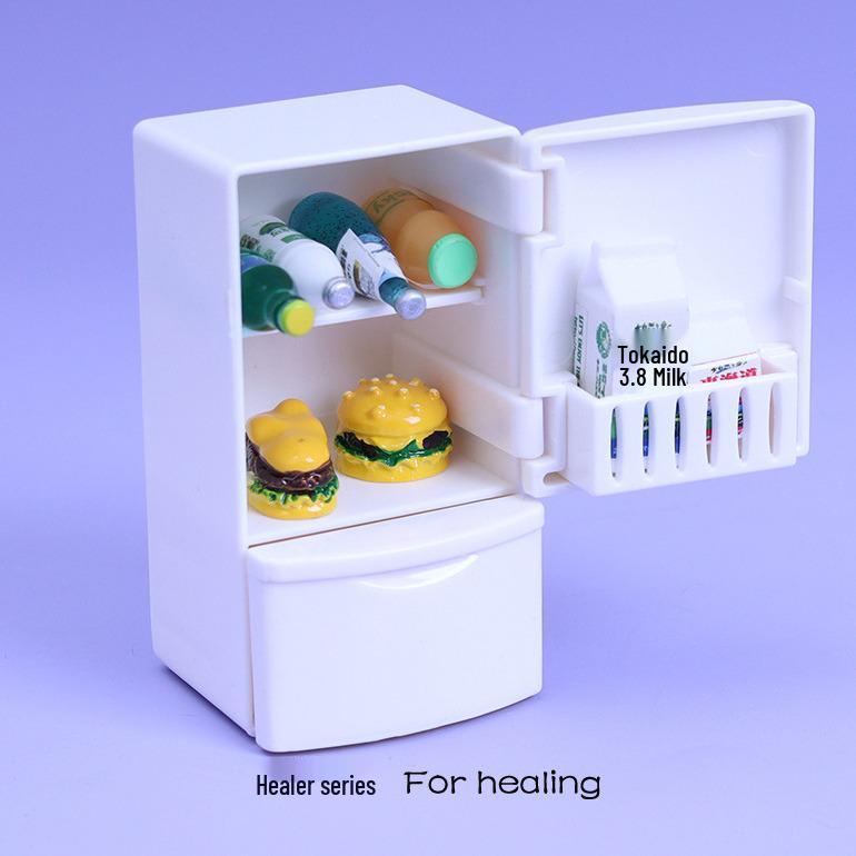 Dollhouse Miniature 1:12 White Refrigerator Kitchen Decor Model