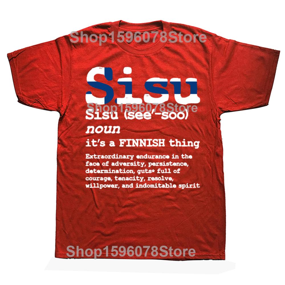 Funny Finnish SISU Strength Courage T Shirts Cotton Birthday Gifts Mens Clothing Fashion Casual Loose Oversized T Shirt