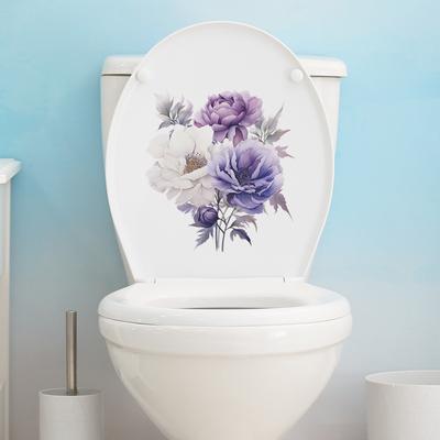 Fun-m95 Purple Peony Bathroom Toilet Wall Sticker