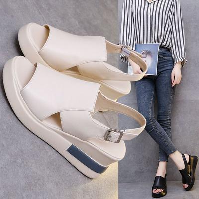 Women's Platform Wedge Sandals New Summer High Heel Leisure Peep Toe Women's Shoes Soft Leather Heightened Platform Shoes
