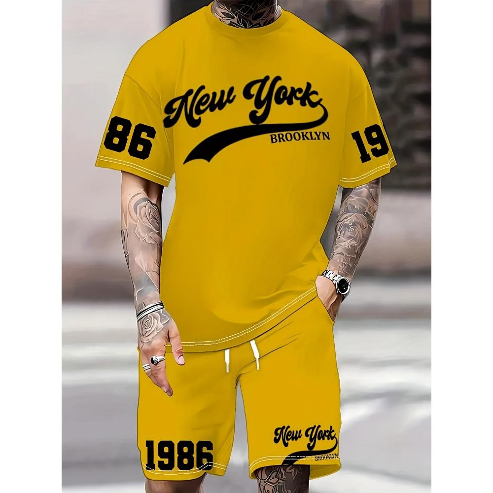 Men's Short-Sleeved Short Pants 3D Printed Trend And Fashion Pattern 2 Pieces Set Vacation And Fitness In The Fourth Quarter
