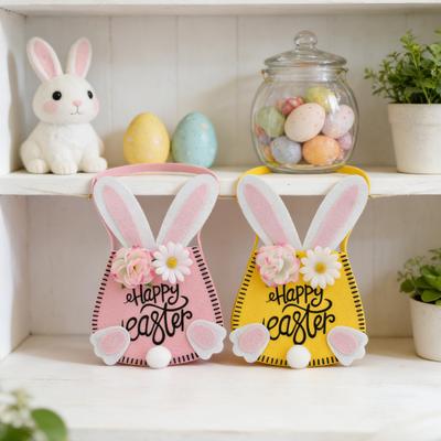 Oster-Tragetasche mit Henkeln Wiederverwendbare Osterhase-Geschenktasche mit Hasenohr und Blumen für Kinder Oster-Geburtstagsfeier Gastgeschenke