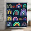 Rainbow Shower Curtain Waterproof Bathroom Decor Multicolor Non-toxic Print Fabric Shower Curtains for Bathrooms Dark Navy Backg