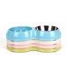 Wheat Straw Stainless Steel Double Pet Bowl - Anti-Choke Slow Feeder for Dogs and Cats