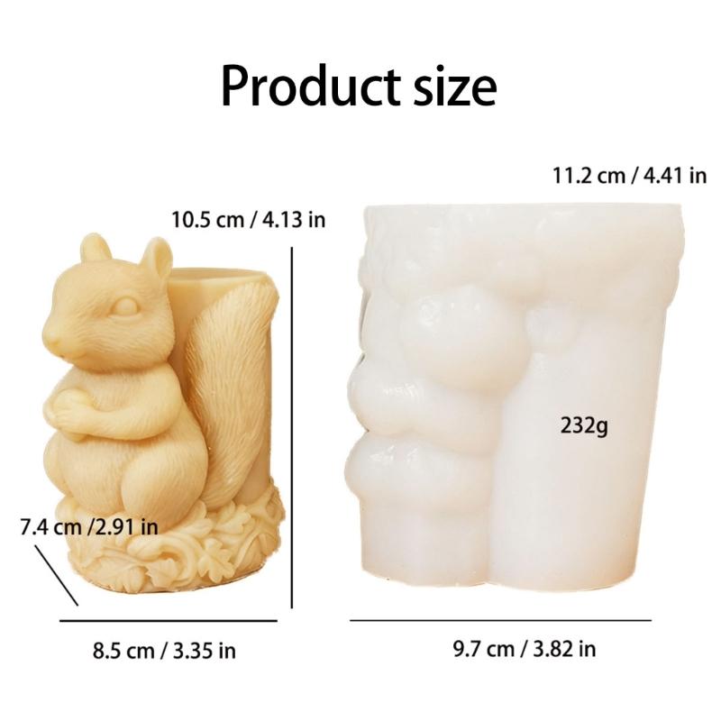 Squirrel Figurine Silicone Mold Animal Candle Silicone Mould for Epoxy Resin Making Candle Soap Festival Decoration