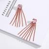 Versatile Japanese-Korean Gemstone Chain Earrings: Trendy Long Pendant Style for Women
