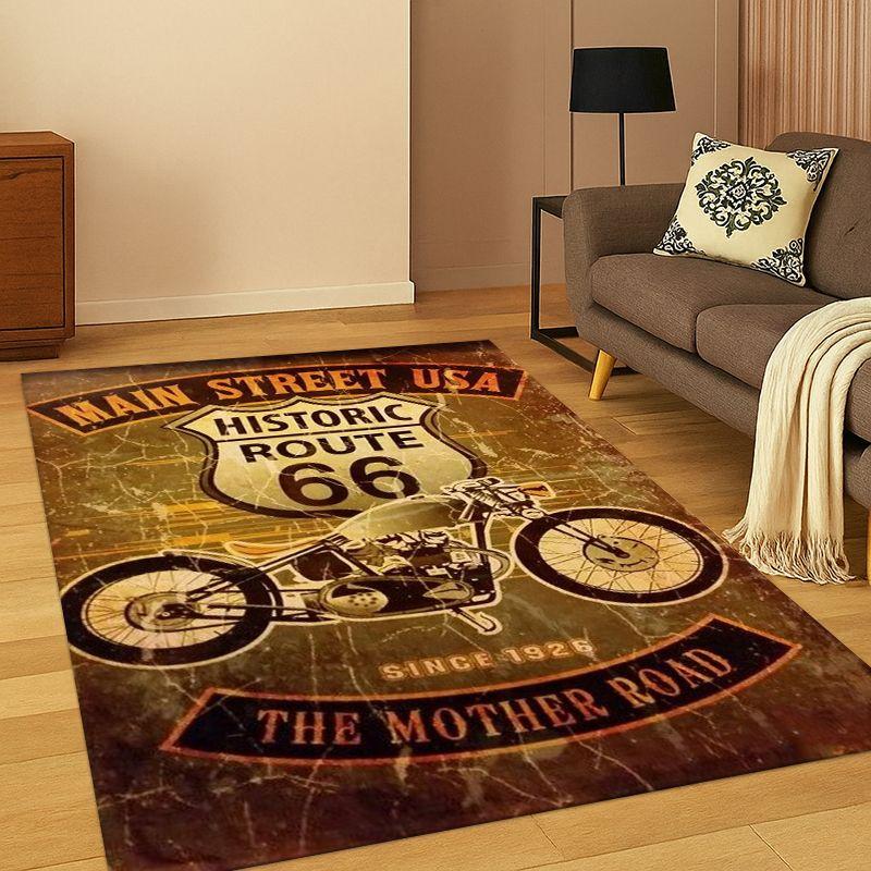 Retro Route75 America Mother Road Sign Carpet Rug for Bedroom Living Room Sofa Playroom Doormat Home Decor,Area Rug Non-slip