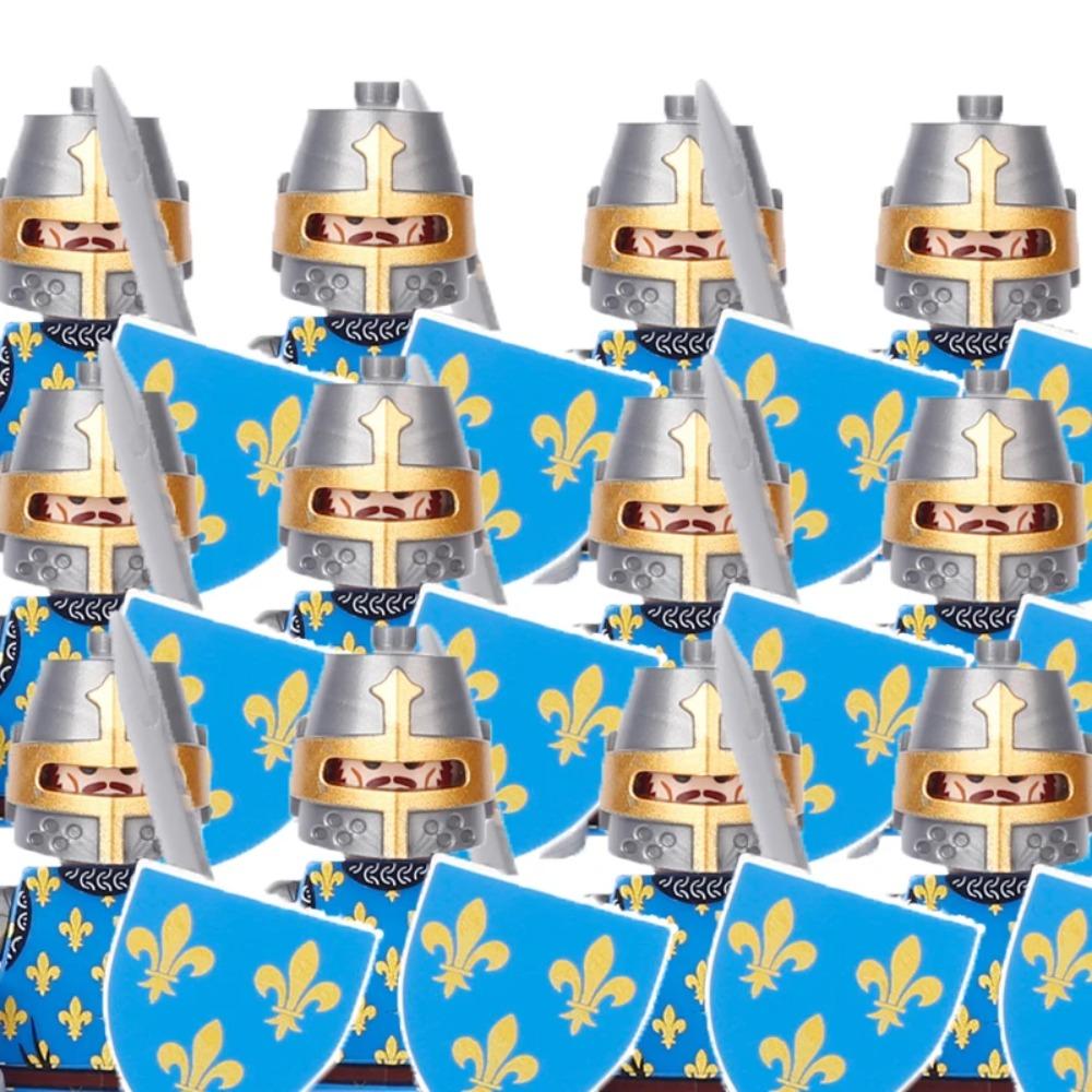 Medieval Military Building Blocks Solider Figures Gifts Weapons Shields Helmets Lionheart Teutonic Knights Militiaman Farmer MOC