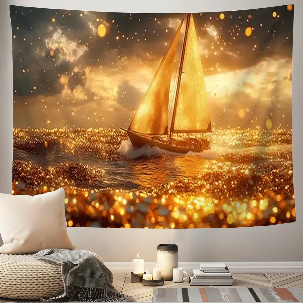 Sailing Yacht Theme Digital Printing Polyester Wall Hanging Tapestry Decorative Living Room Bedrooms Office Background Gift