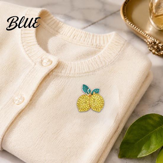 Sparkling Lemon Brooch Double Rhinestone Pin, Yellow Lapel Pin for Women Alloy Fruit Jewelry Men, Badge Suit Jackets and Bags Theme