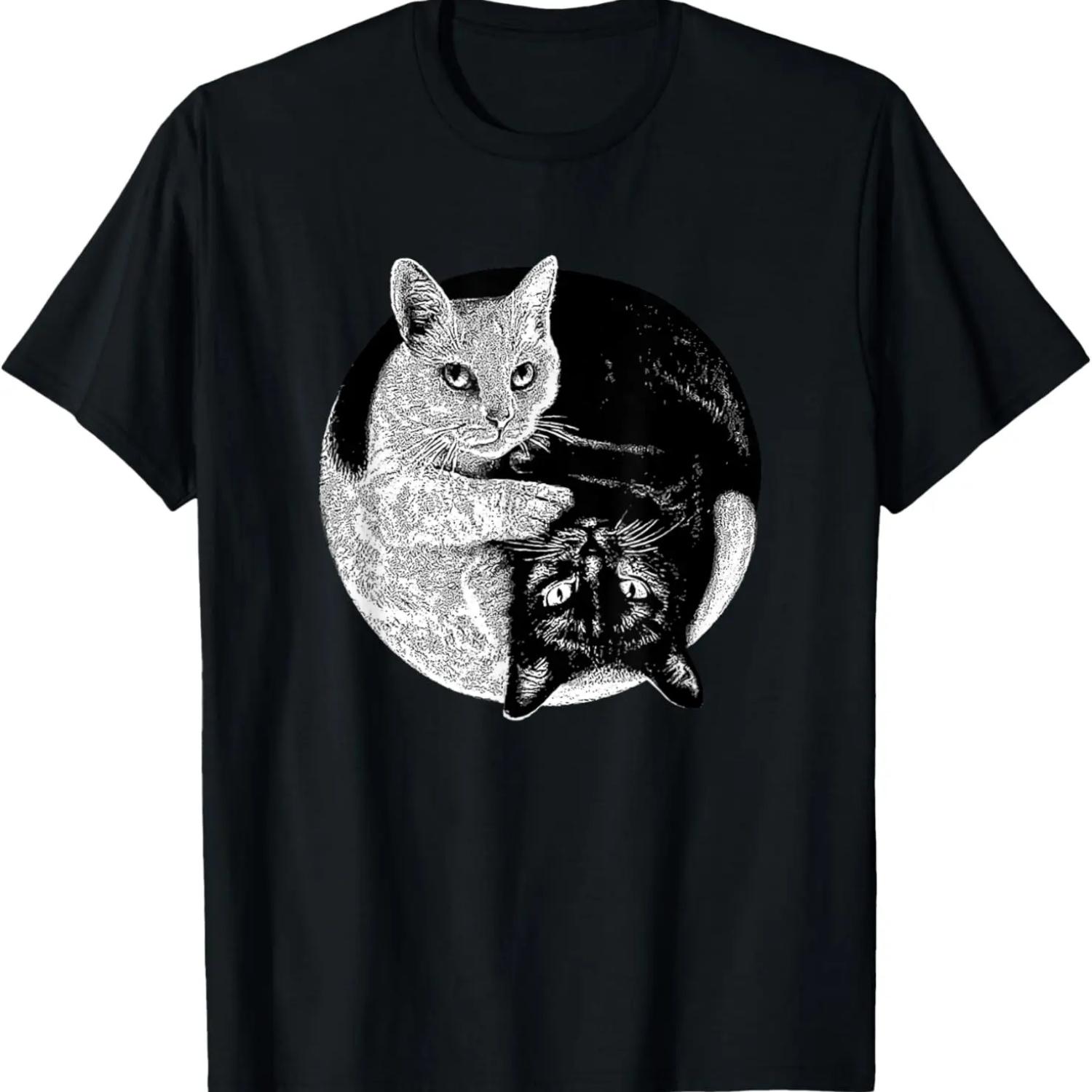 Yin and Yang Black and White Cats Pet Lover T-Shirt S чёрный