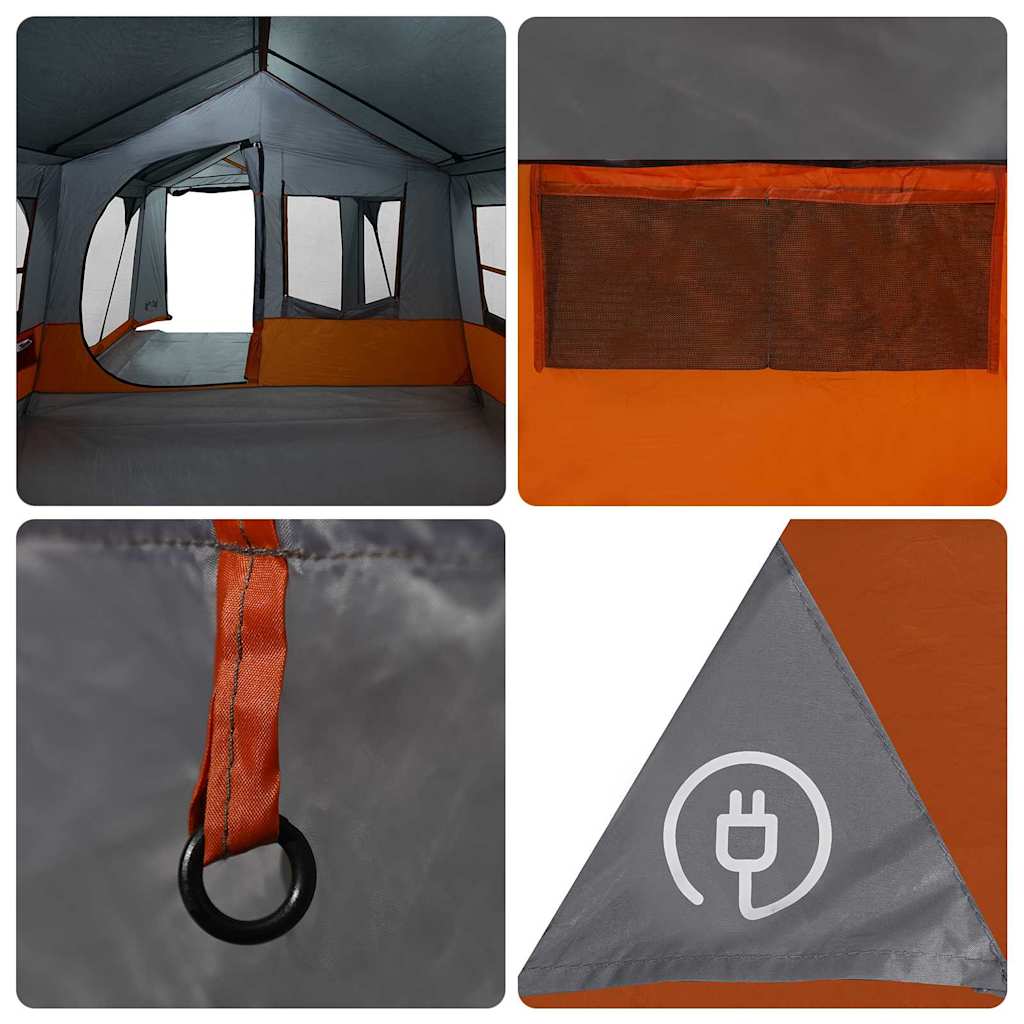 Family Tent Gray and Orange 620 X 322 X 240 Cm Polyester