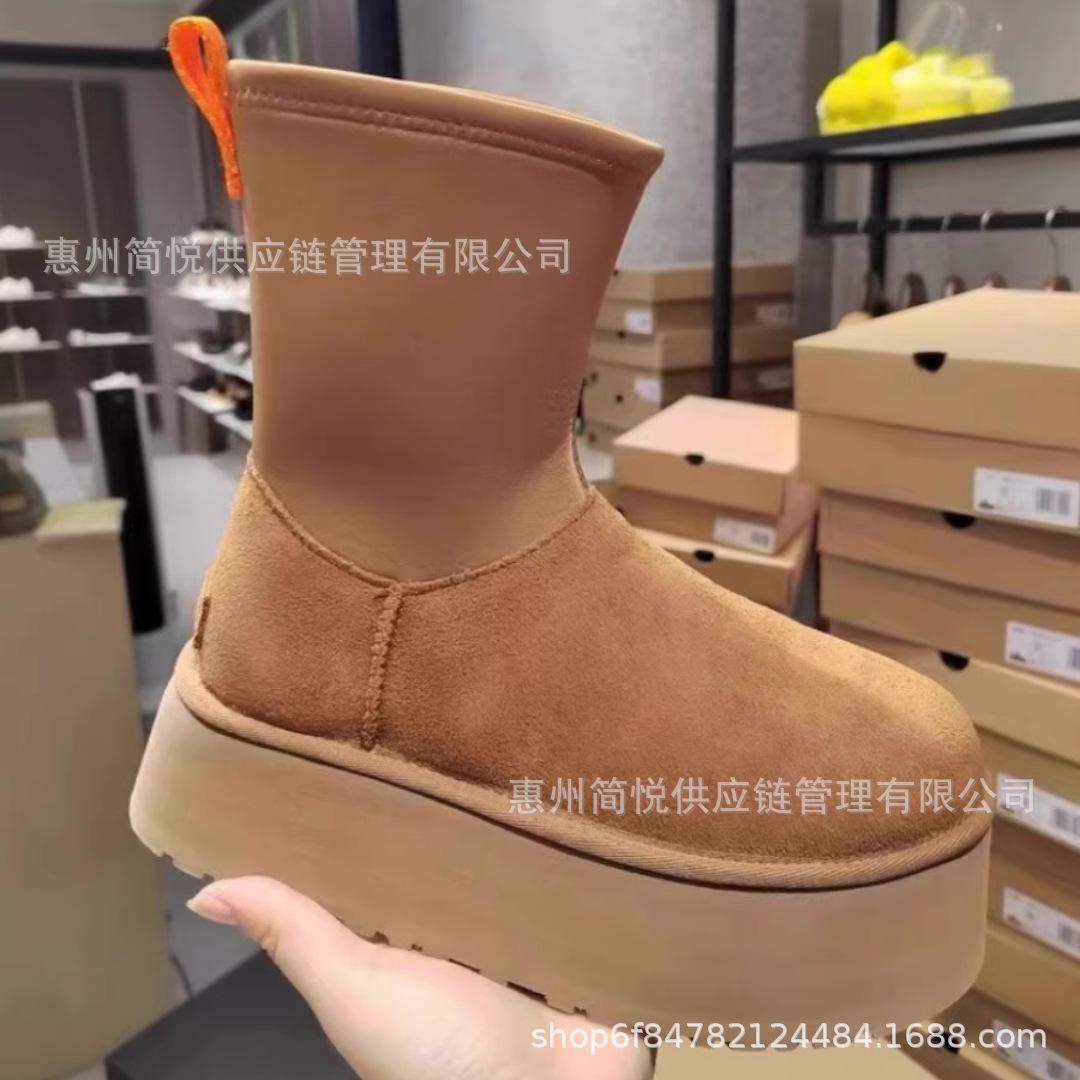 

Эластичные тканевые сапоги с ручкой из овчины и меха, женские зимние сапоги 2024 года, однотонные, утолщенные, теплые, средней высоты, из хлопка 34