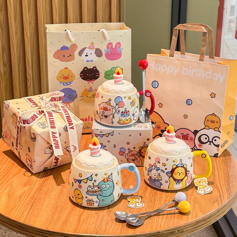 Birthday gift, cute ceramic mug, children's water cup, gift box for girlfriends, practical souvenir