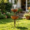 Decorative Garden Ground Stake 2-Tier Rain Catcher Stake, Metal Collector, Yard Ornament Whimsical Decoration with Anti-Rust Coating, Fun