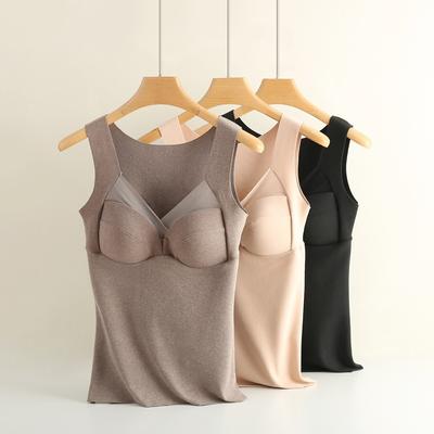 Höst Vinter Dam Sammetslinnen Passande sömlösa BH Underkläder med BH Pad Crop Tops för kvinnor Plysch förtjockade varma toppar