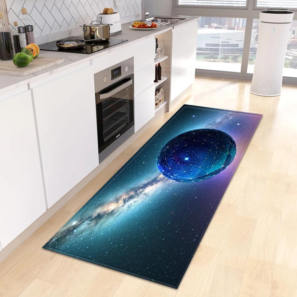 Starry Sky 3D Kitchen Rug Home Living Room Bedroom Balcony Floor Decor Carpet House Hallway Entrance Door Bath Non-Slip Foot Mat