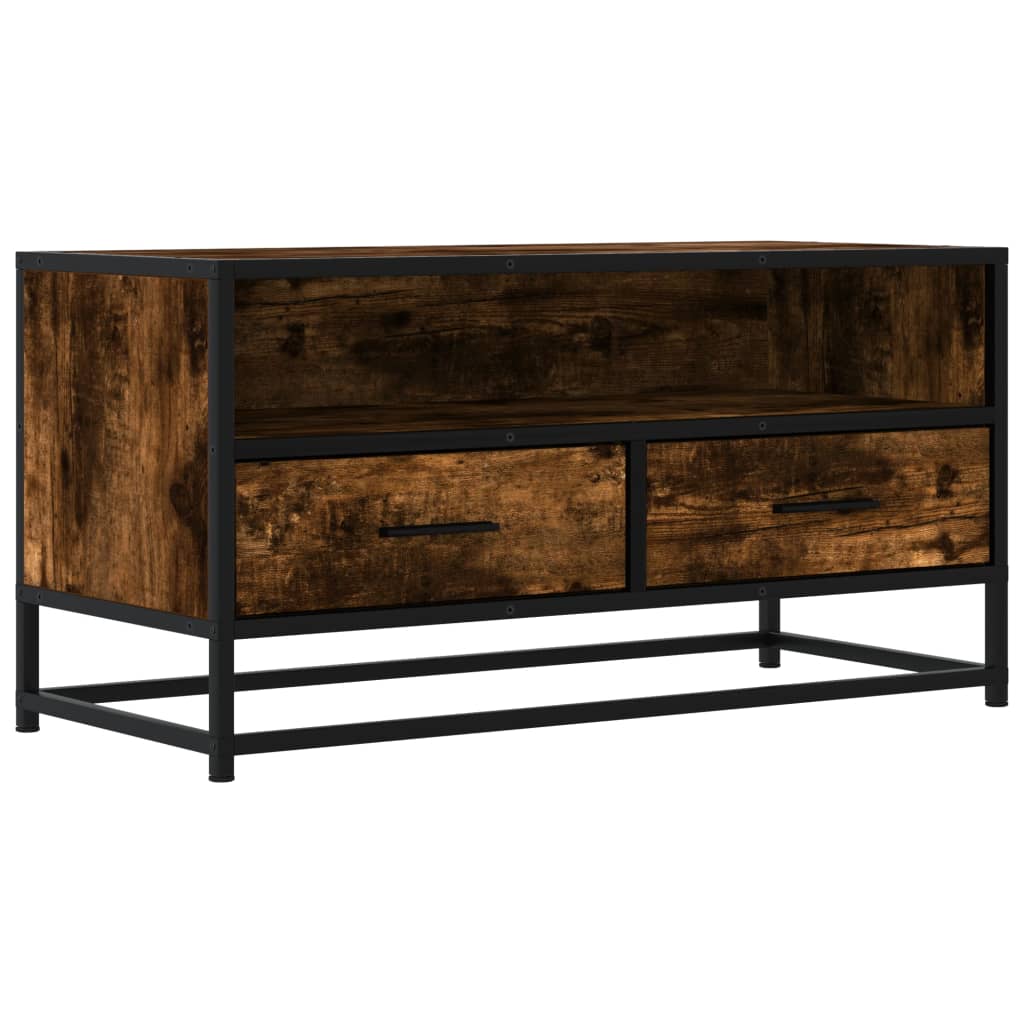 TV Stand in Smoked Oak 80 x 34.5 x 40 cm Engineered Wood and Metal