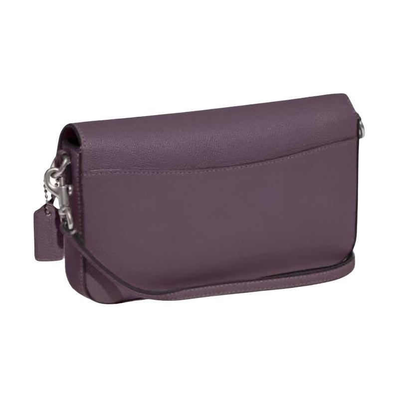 Coach Wyn 21 Buckle Fastening Detachable Shoulder Strap Split Cow Leather Envelope Bag Shoulder Crossbody Bag Small Women's Dark Purple