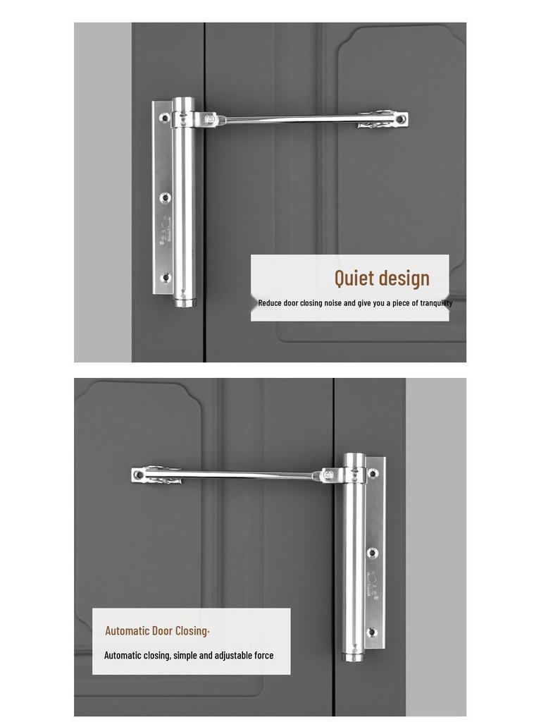 Aluminum Alloy Hydraulic Buffer Fireproof Door Closer for Silent Double Swing and Anti-theft Doors.