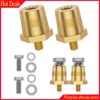 2/8Pcs Brass Battery Pole Adapter M8 Internal Thread and M6 External Thread Car Positive Negative Battery Post Connector