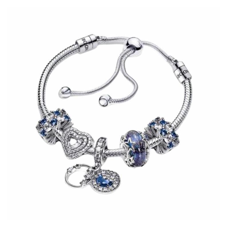 Pandora Logo Design 925 Silver Bracelet, Same Style for Men and Women, Couple Style, Silver ZT0105