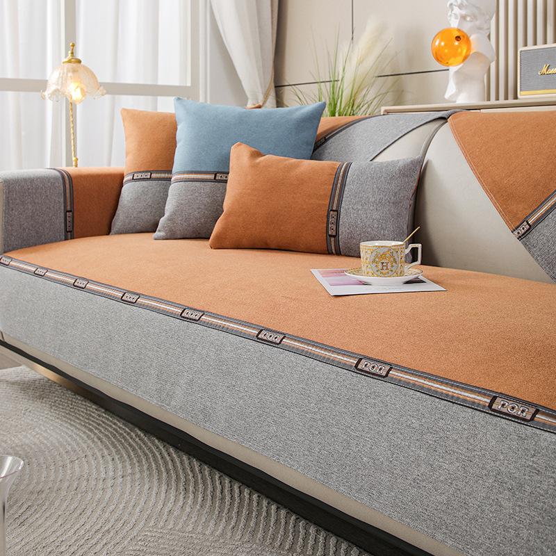 

Доступная роскошная стильная диванная подушка Four Seasons, универсальная нескользящая подушка для сиденья, простая высококачественная кожаная подушка для дивана из синели, полотенце 70*70cm