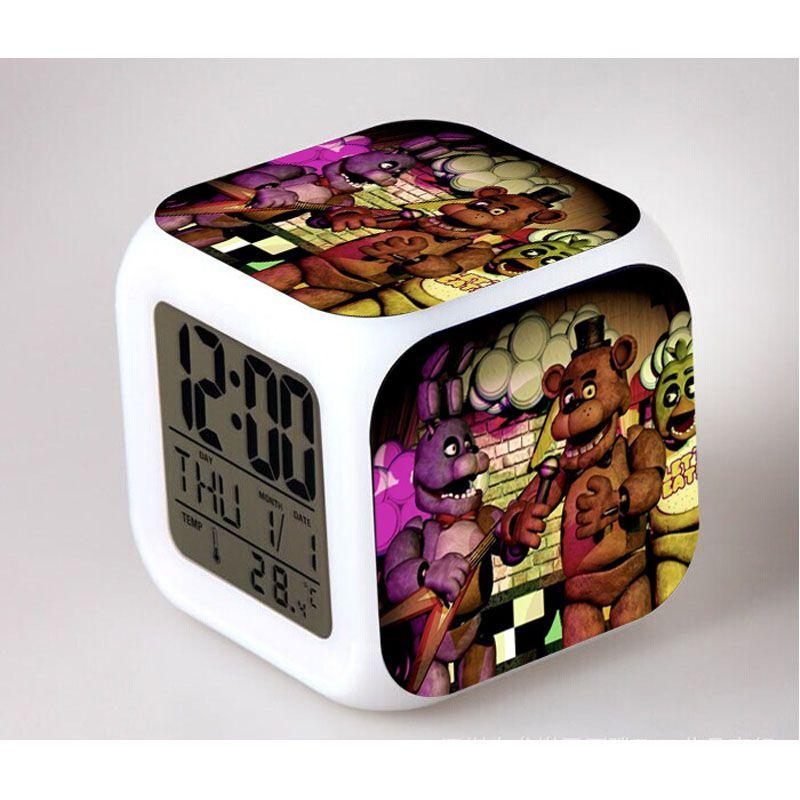 Bear Multifunction Fnaf 7color Digital Alarm Clock Led Watch Alarm Cube Clock