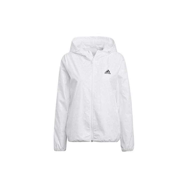 

Adidas Logo Solid Color Woven Zipper Hooded Jacket Womens White GQ0615 S