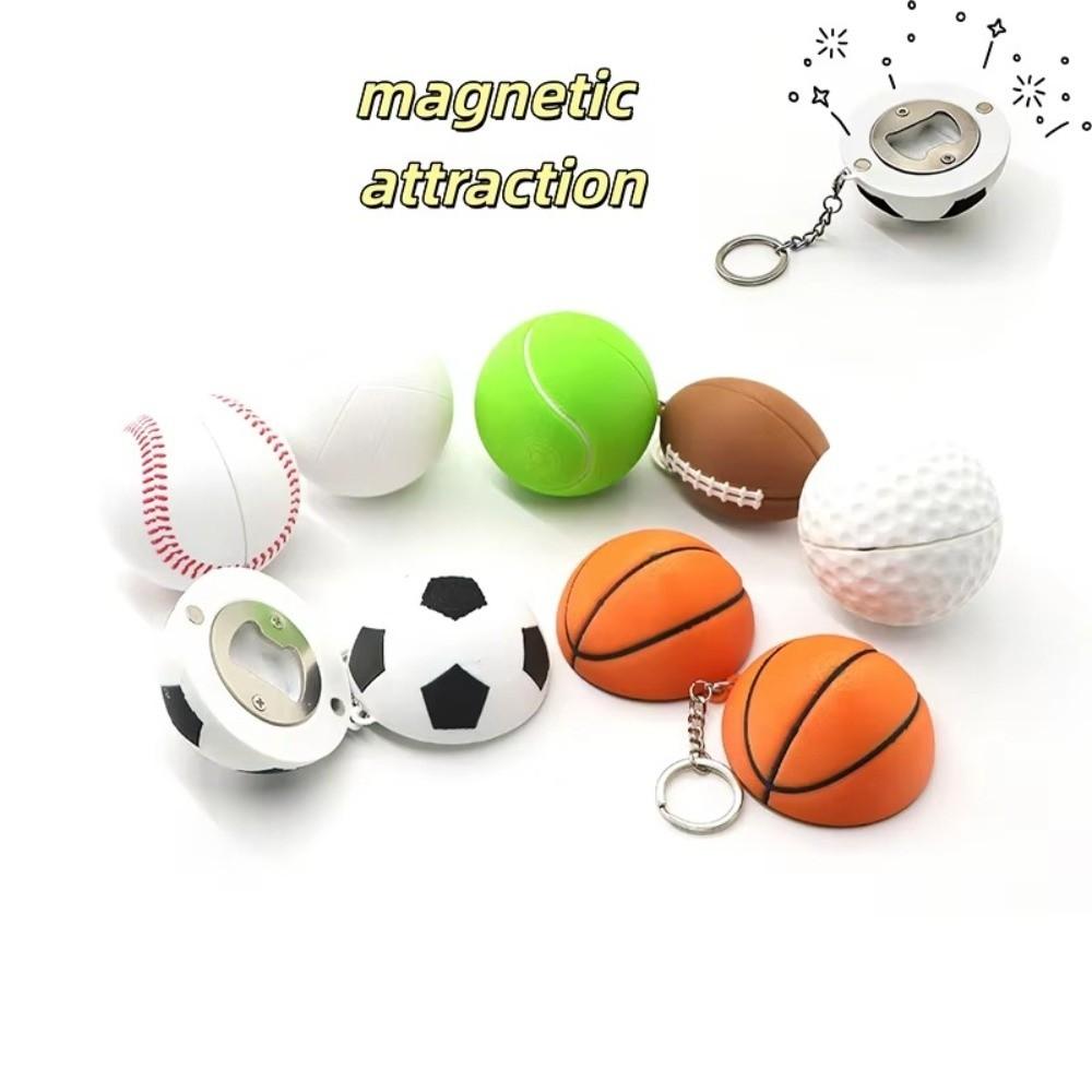 Funny Magnetic Bottle Opener Sports Theme Ball Key Chain Sports Ball Bottle Opener  Birthday Gift