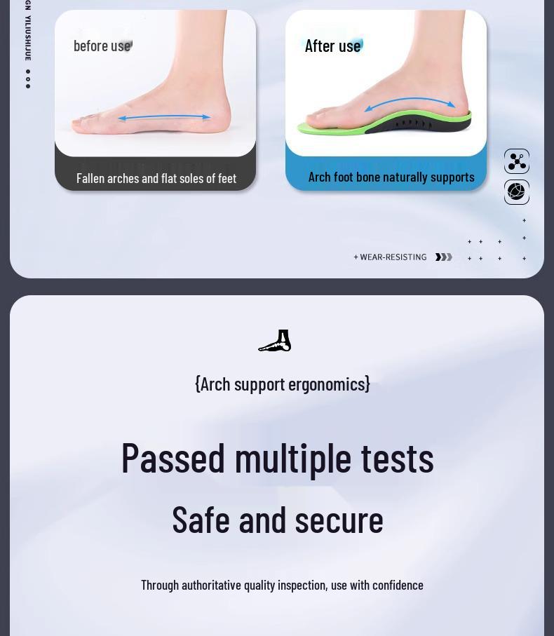 Herren Hochelastische Einlegesohlen mit Fußgewölbeunterstützung - Atmungsaktiv, Schweißabsorbierend, Stoßdämpfend, Plattfußkorrektur.