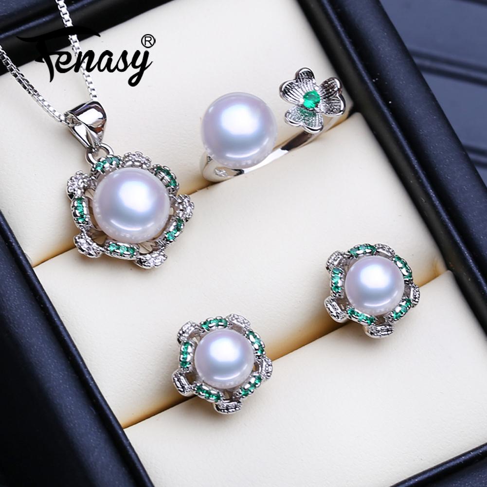 

FENASY черный натуральный пресноводный жемчуг ожерелье геометрические серьги-клипсы для женщин комплекты украшений из жемчуга