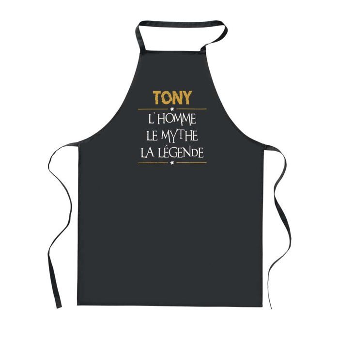 Tablier de cuisine - Tony - Noir - Motif bretonne - Coton résistant