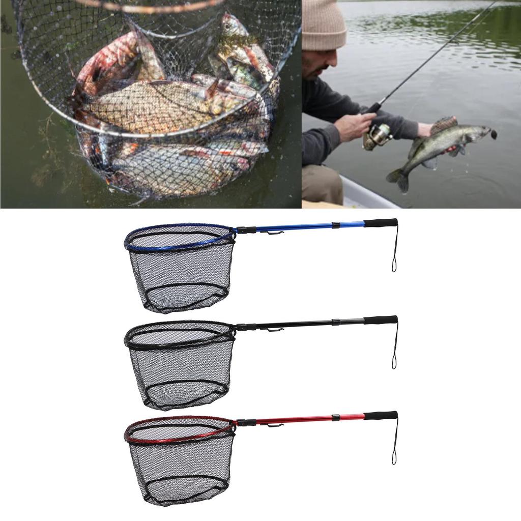 Floating Fishing Net Aluminum Alloy Rubber Foldable Extendable Portable Fish Landing Net for Easy Tr