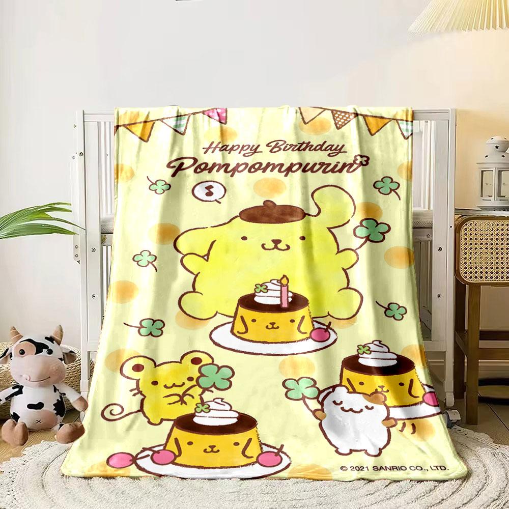 Cute characters with pudding, clovers, and a birthday celebration theme. for all seasons blanket lunch break throw gift