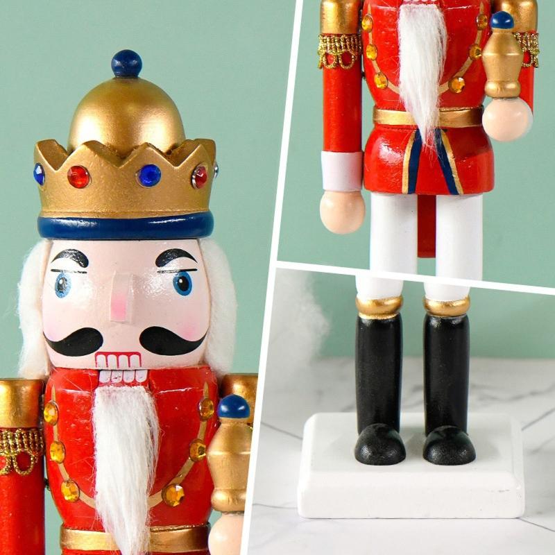Christmas Wood Nutcracker Soldier Ornament 25cm Bar Bookshelf Party Decoration