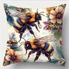 1/4Pcs Floral Bee Print Pillowcases Sofa Cushion Cover Home Bedroom Room Decoration