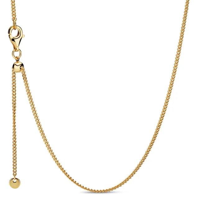 Skutečné růžové zlato korálky a obrubník posuvná spona Řetízek nastavit základní 925 stříbro náhrdelník pro Evropu korálky kouzlo DIY šperky