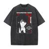 Hot Japanese Yoru Graphic T Shirt Chainsaw Man Anime Vintage Washed T-shirt Men Women Clothes Oversized Polyester Short Sleeve Tee