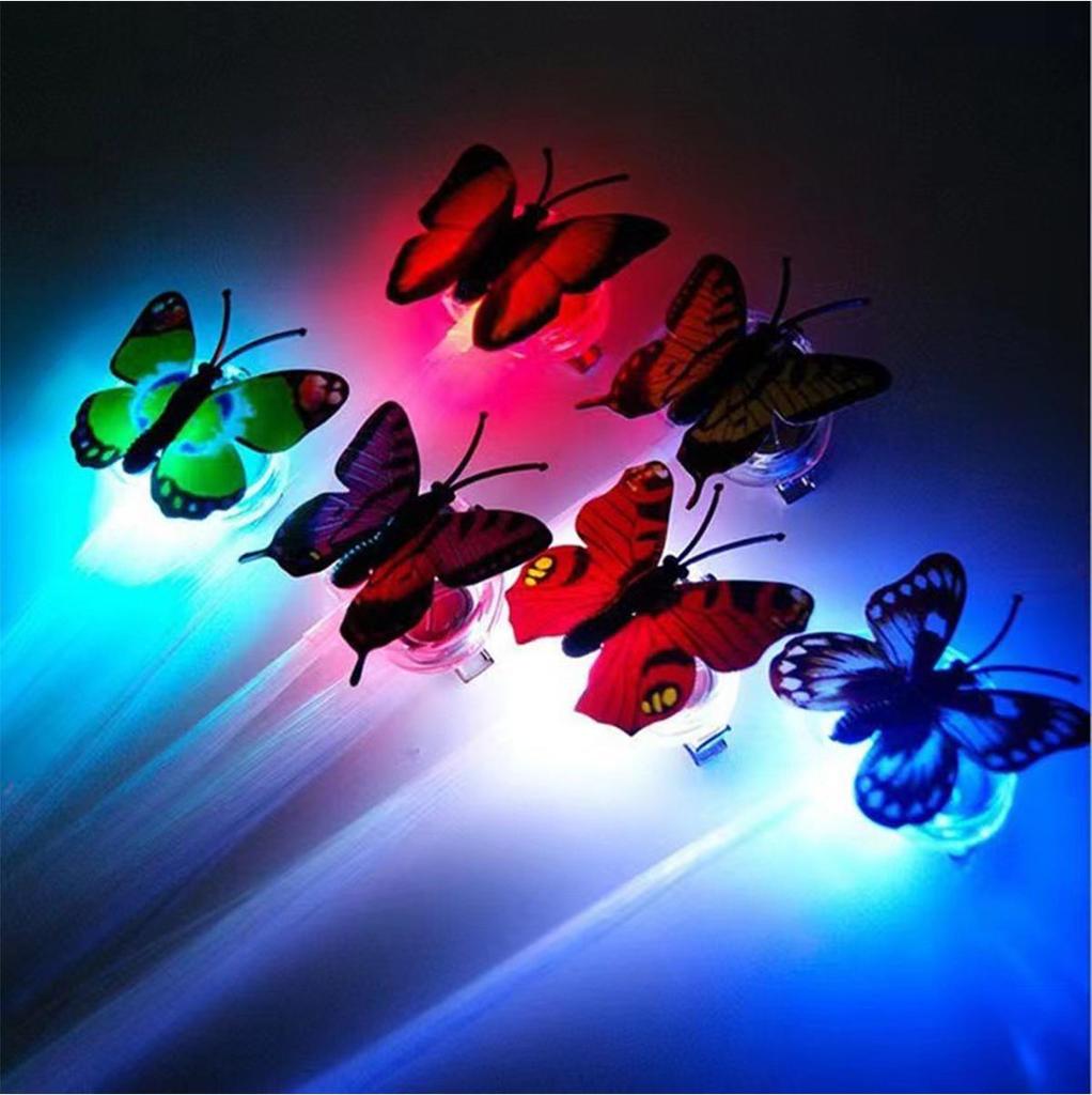 5X Random Color Glowing Hair Light Butterfly Women's Kit Cute Ornaments Clip Human Accessories Fiber Children's Flash Lights Led