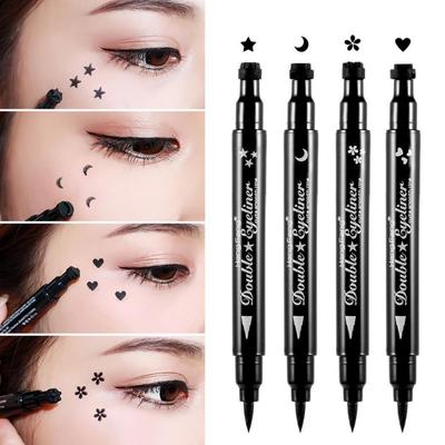 1 PCS with 2 Sides Trendy Black Waterproof Liquid Eyeliner Pencil Star Heart Shape Dot Stamp Tattoo