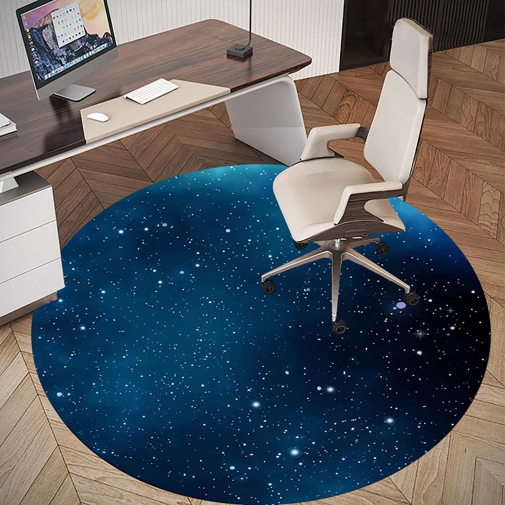 1pc Galaxy Starry Round Chair Mat Area Rug - Non-Slip, Floor Mat for Office, Bedroom, Home Decor Christmas Gift P0811157